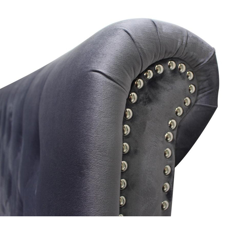 Lit tapissier standard capitonné Stefanski, Grand, Gris foncé