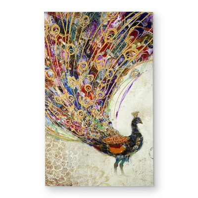 Peacock with Gold Feathers - Contemporary Indoor Outdoor Mat