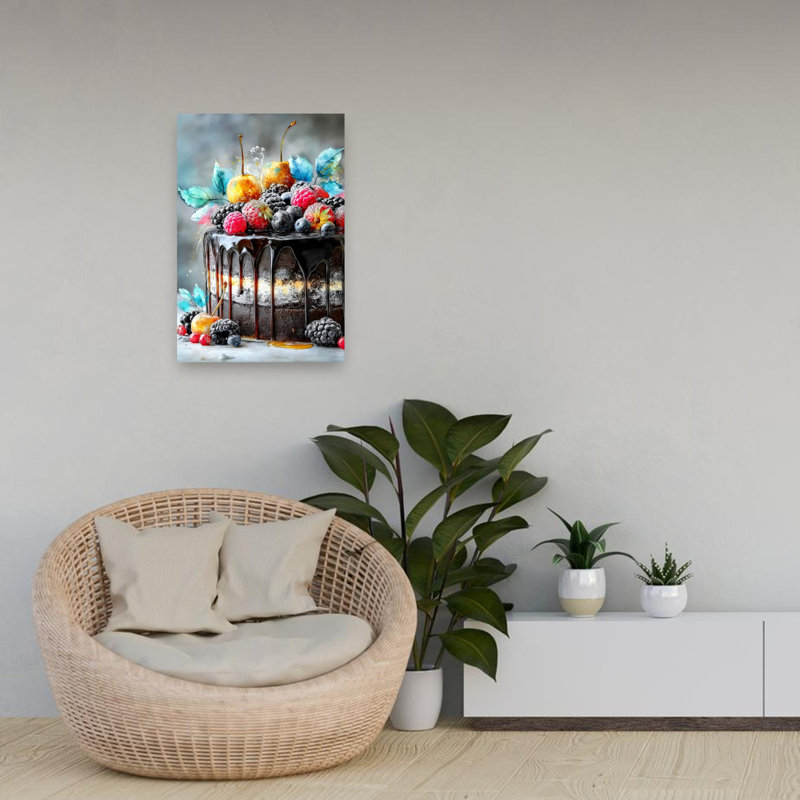Chocolate Cake 5 Food Art Classic Rustic Contemporary Wall Art Print 1 Piece Wrapped Canvas Wall Art, 60.96cm H x 40.64cm W