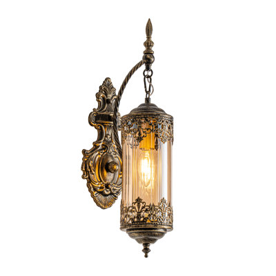 Rustic Gothic-Style Amber Glass Wall Sconces