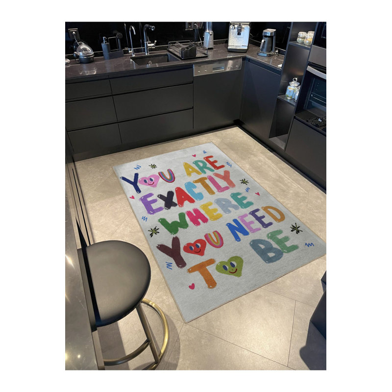 Tapis décoratif moderne à motif de texte You You Exactly Where You Need To Be