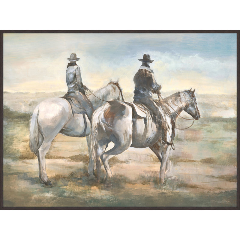 «Ride Towards the Sun» par Jacob Lincoln - peinture sur toile, H 25,75 po x l 33,75 po, Couche de verre