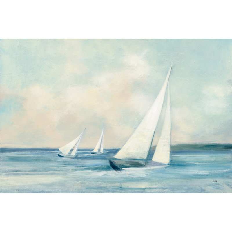 Sailboats At Sunrise by Julia Purinton - Wrapped Canvas Painting, 20cm H x 30cm W