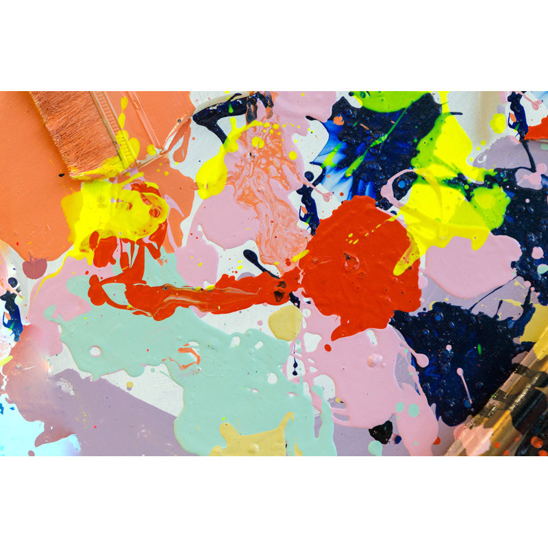 Close Up Of Colourful Dirty Used Colour Plate - Wrapped Canvas Painting, 30cm H x 46cm W x 3.8cm D