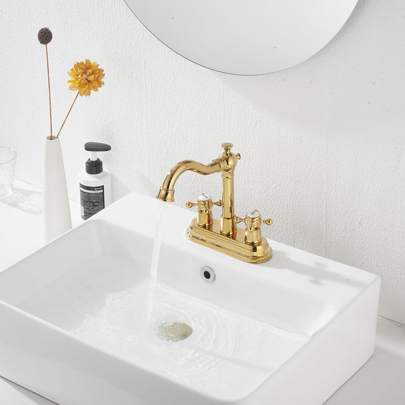 Robinet de lavabo de salle de bain 4 "avec drain Centreset, Doré