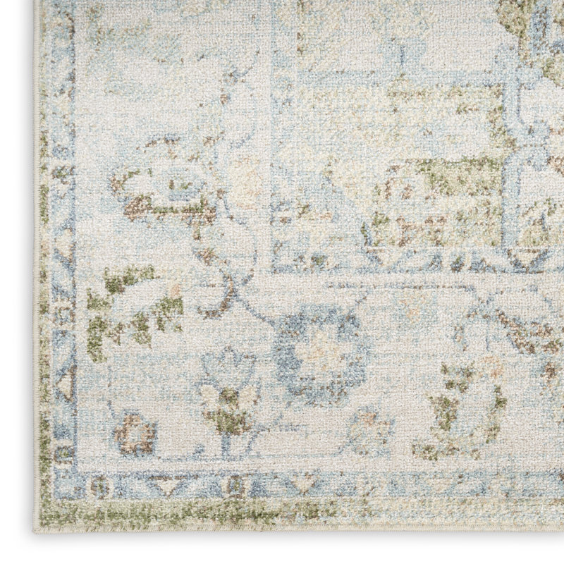 Haydel Machine Washable Area Rug in Blue, Rectangle 7'10" x 10'