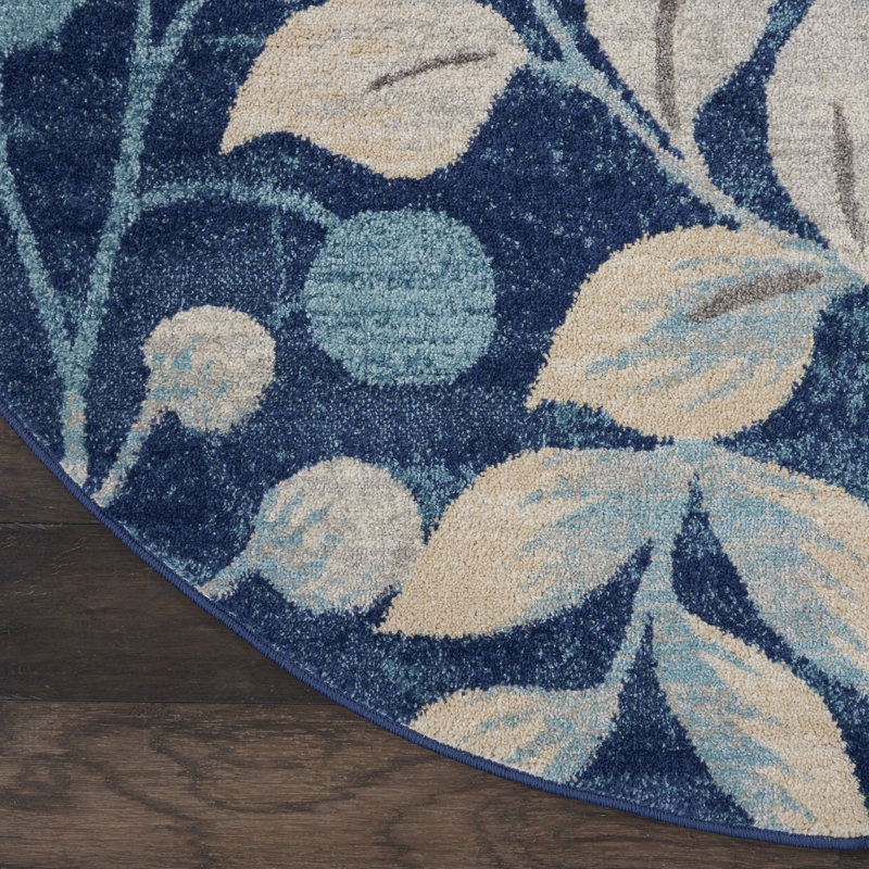 Floral Indoor Rug, Round 5'3"