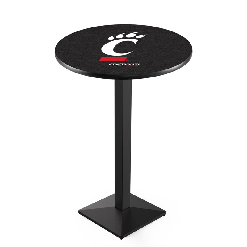 Round Metal Base Dining Table, Black Wrinkle, University of Cincinnati