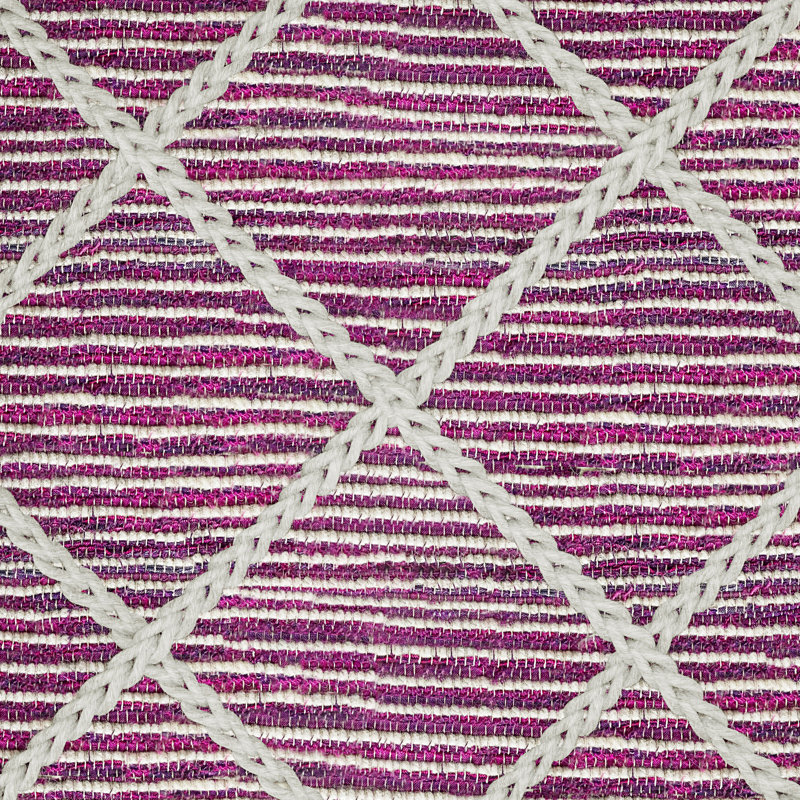 Pouf carré en laine et coton avec coutures losangées Cowan, Coton magenta