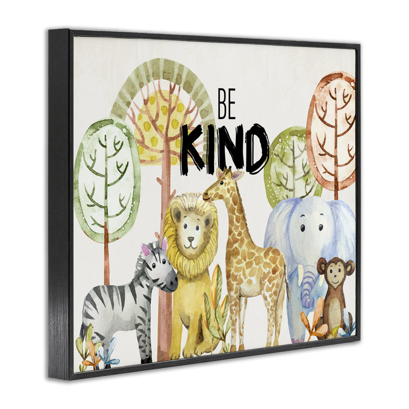 «Be Kind Jungle Animals», estampe numérique, conception de Kim Allen, Noir, H 16 po x l 20 po