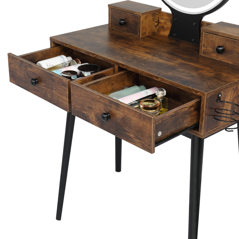 Ensemble coiffeuse avec tabouret et miroir Kyla