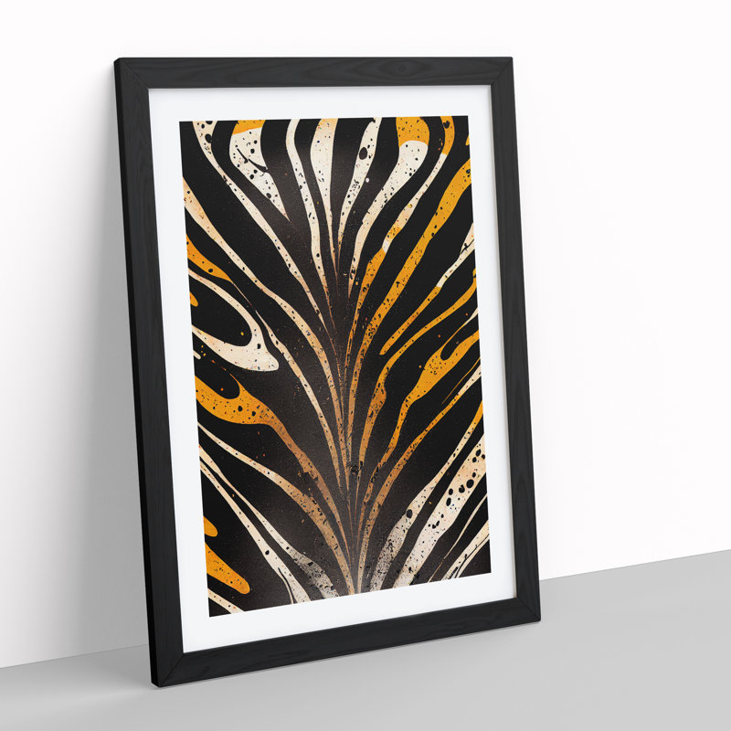 Zebra Skin Stripes No.1 - Single Picture Frame Painting, 64cm H x 46cm W x 2cm D, Black