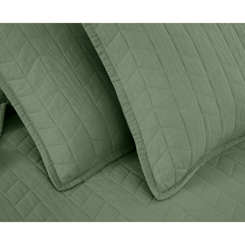 Solid Color Embroidery Stitching Cotton Quilt Sets Cotton Quilt, King Quilt + 2 King Shams, Mustard
