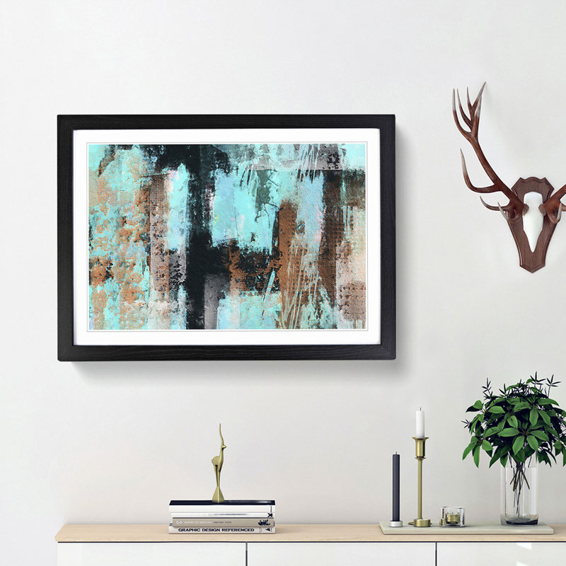 Abstract Vol.175 by S.Johnson - Single Picture Frame Painting, 33cm H x 45cm W x 2cm D, Black Framed