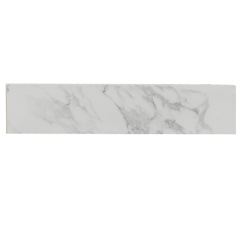 Éclaboussure de côté de meuble-lavabo de 4 po de hauteur, pierre de marbre artificielle, couleur blanche, matériau principal de pierre frittée, céramique américaine de style rectangulaire, pré-percé pour robinet, nettoyage facile