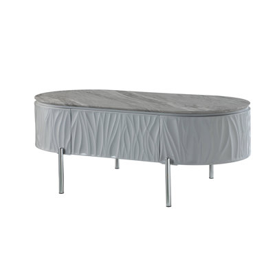 Table basse Yukino Gris lustré et chromé