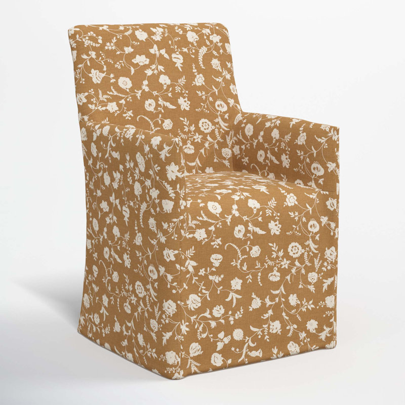 Ivanka 20'' H Cotton Upholstered Armchair, Robina Floral Ochre
