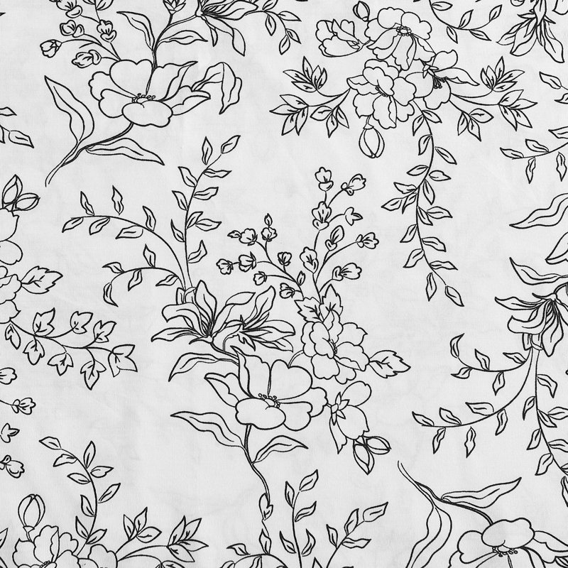 Hawley Floral White Cotton Percale Queen Sheet Set