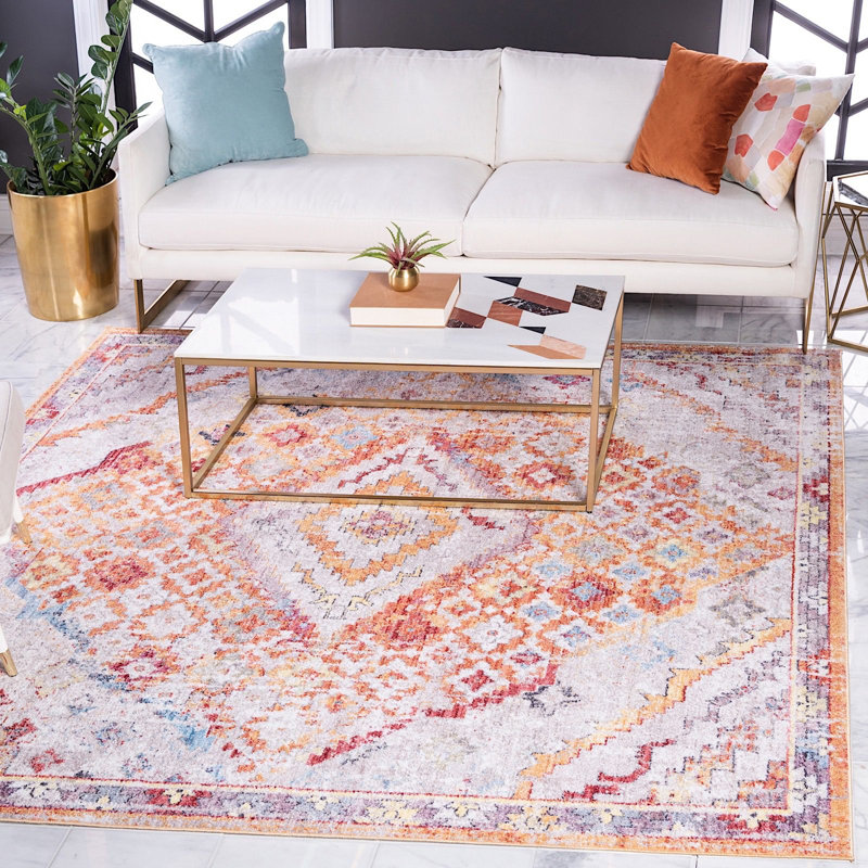 Tapis à motif oriental coquelicot Kingston, Rectangle 5 pi 3 po x 7 pi 9 po