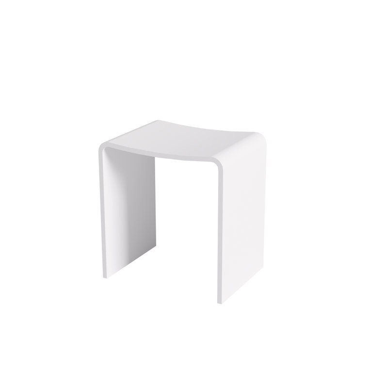 Solid Surface Shower Bench Stool Matte White