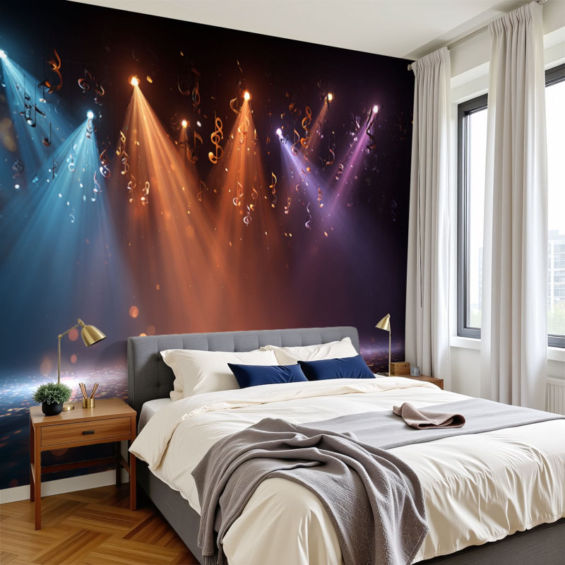 Papier peint adhésif peler et coller dynamique détaillé scène de concert Radiant Gradients murales H 100 po x l 144 po amovible papier adhésif mural en PVC pour le salon de la chambre bureau à domicile