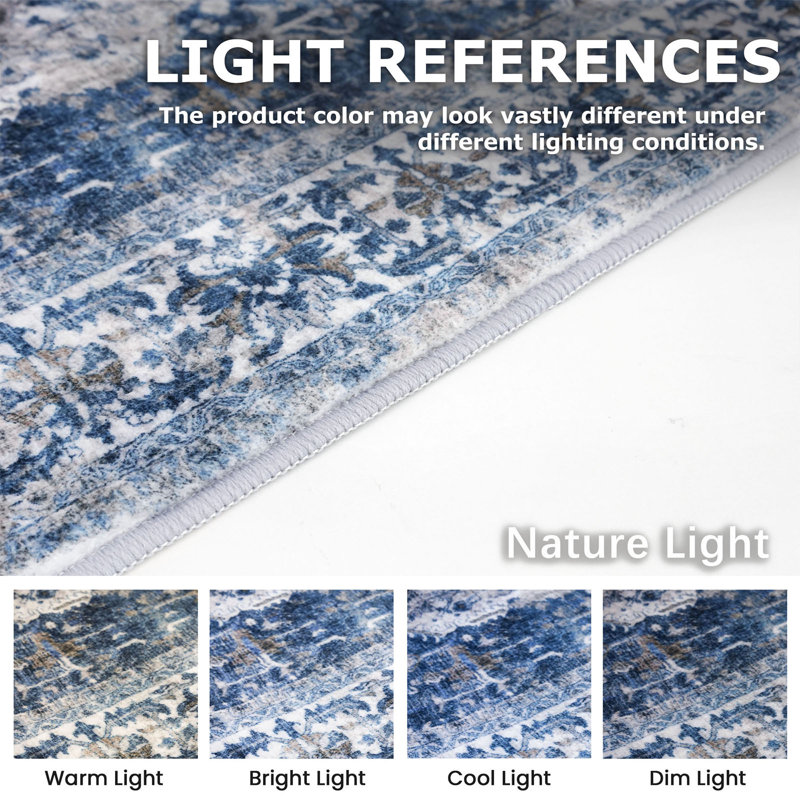 Jodhveer Area Rug Washable Rug Non-Slip Backing Indoor Rugs, Runner 2'7''x14'