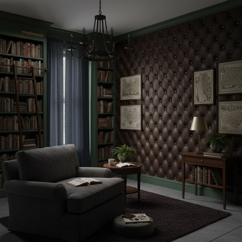 Tufted Wallpaper Geometric Brown Wall Decor