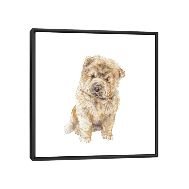 Chow chow, H 18 po x l 18 po x P 1,5 po, Toile avec cadre noir, Pas de tapis