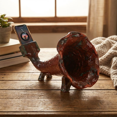Amplificateur de téléphone en forme de Gramophone en céramique fabriqué à la main Clayspire