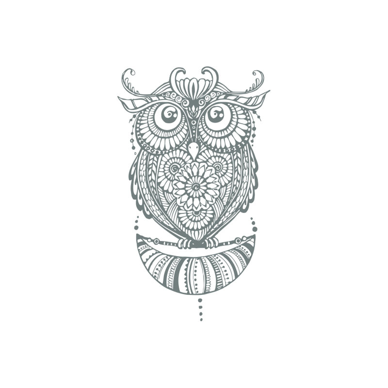 Décalcomanie murale hibou Shelia, Gris