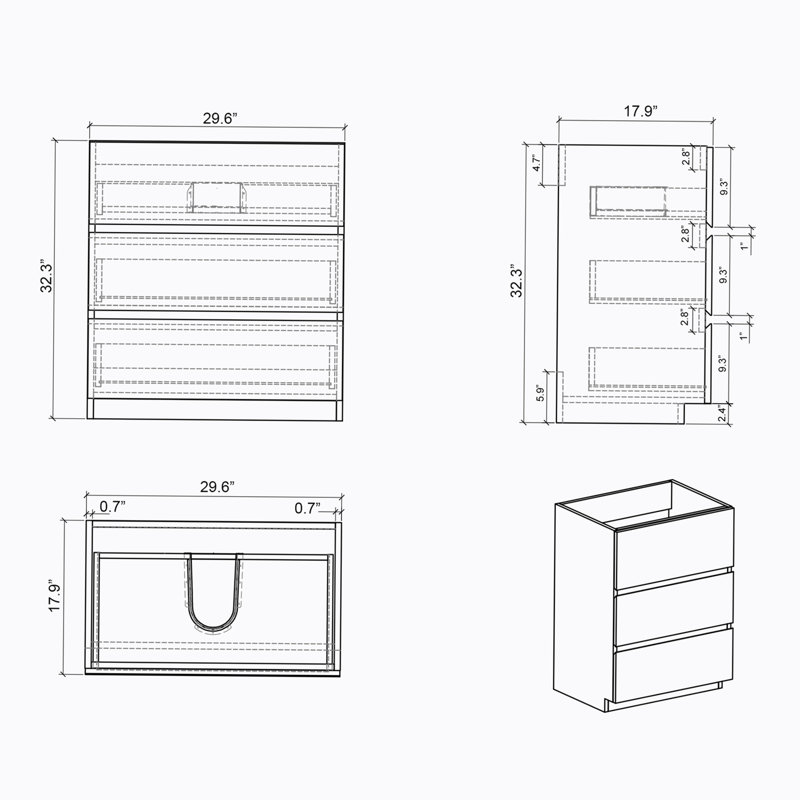 Ensemble de meuble-lavabo simple 29,9 po avec plateau en résine Alterma