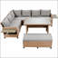 Ensemble de canapé de patio extérieur en rotin 5 pièces, ensemble de mobilier de jardin en forme de L en osier PE-1007766035-1007766036