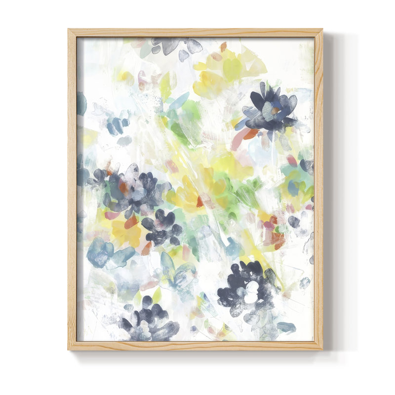 Wall Flower Patterns I Framed Print - Solid Wood, Natural, 11" H x 9" W