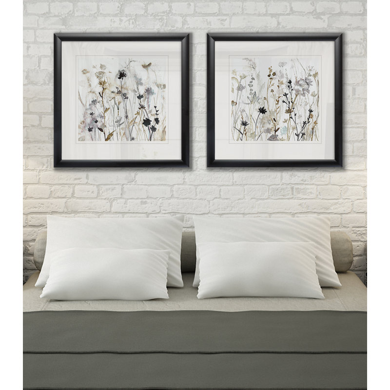 Wildflower Mist I - ensemble de 2 reproductions de cadres photo, Cadre noir