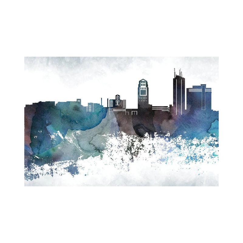Ann Arbor Bluish Skylines - Wrapped Canvas Print, 20.32cm H x 30.48cm W