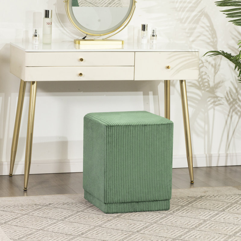 Repose-pieds carré de 14 po pour le salon avec capitonnage, Vert