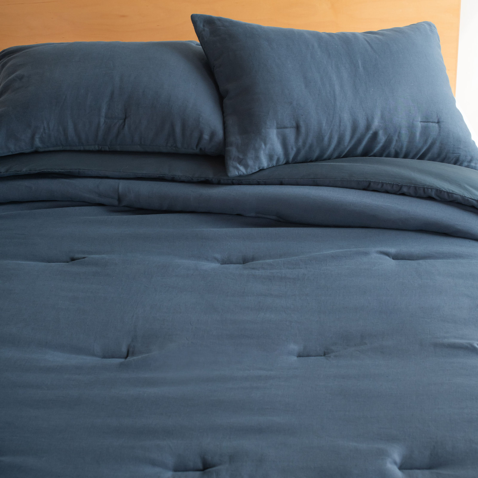 French Linen Comforter Set, Twin Comforter + 1 Standard Pillow Sham, Baltic