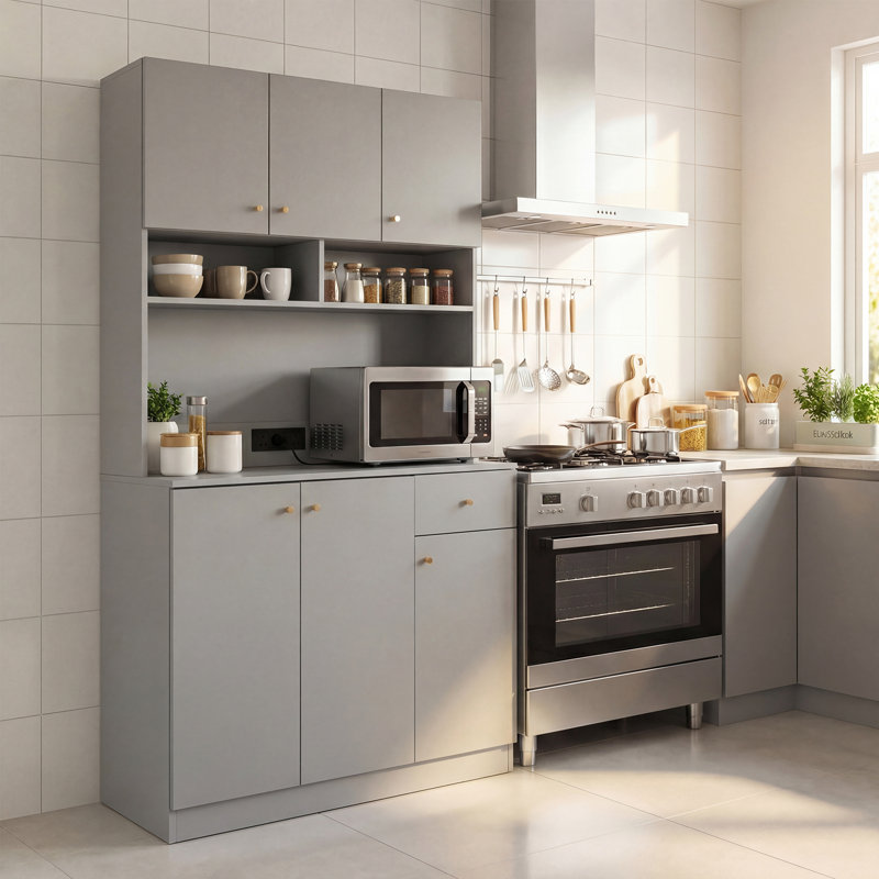 180cm Kitchen Pantry, Grey