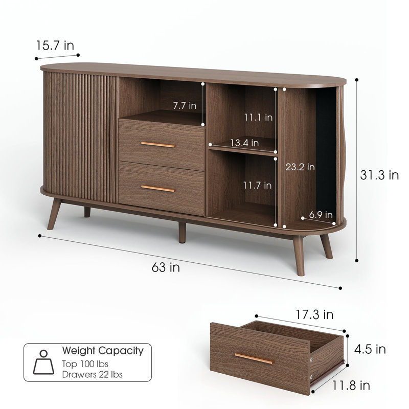 63" Sideboard Buffet Cabinet with Storage