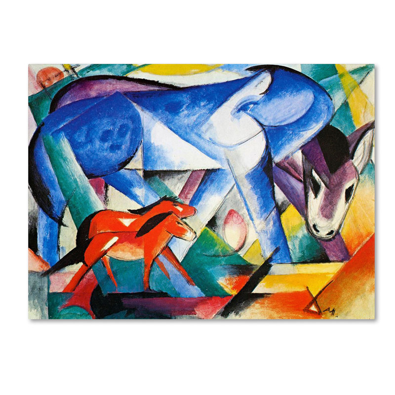 Franz Marc Abstract Blue and Red Horses Canvas Art