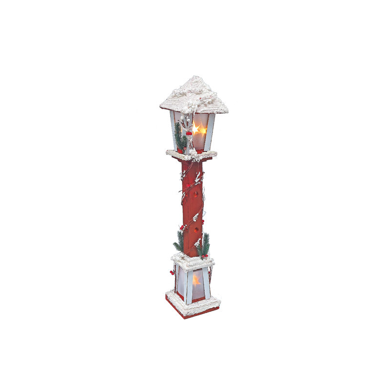 Lampadaire à DEL recouvert de neige, H 33,5 po x l 6,3 po x P 6,3 po
