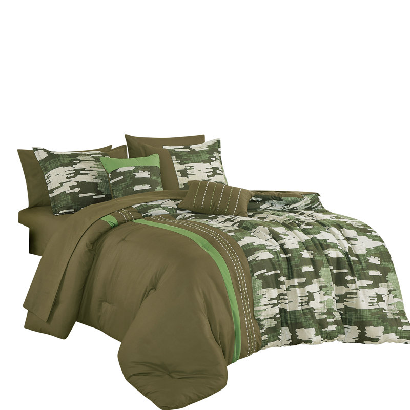 Ensemble complet de lit dans un sac 9 pièces Kai Luxury, Édredon très grand californien + 8 pièces suppl