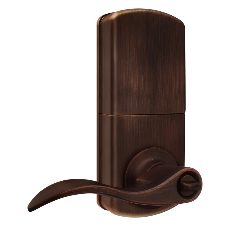 Poignée de porte d'entrée sans clé avec télécommande, Bronze huilé