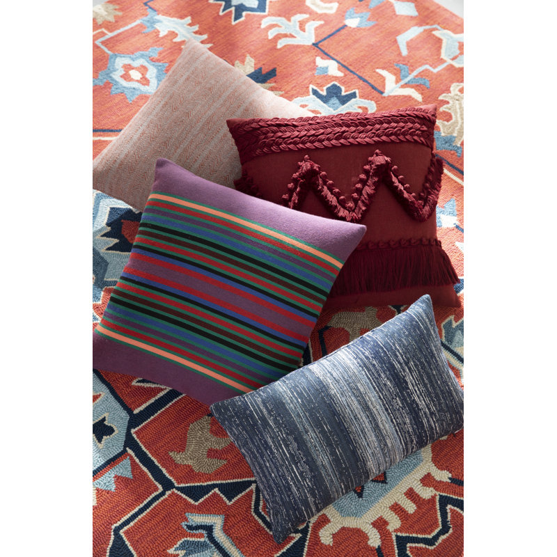 Textured Sunbrella® Lumbar Rectangular Outdoor Throw Pillow Cover & Insert, Indigo