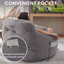 Fauteuil à billes surdimensionné en fausse fourrure touffeté à compression avec coussin et poche-1235042262