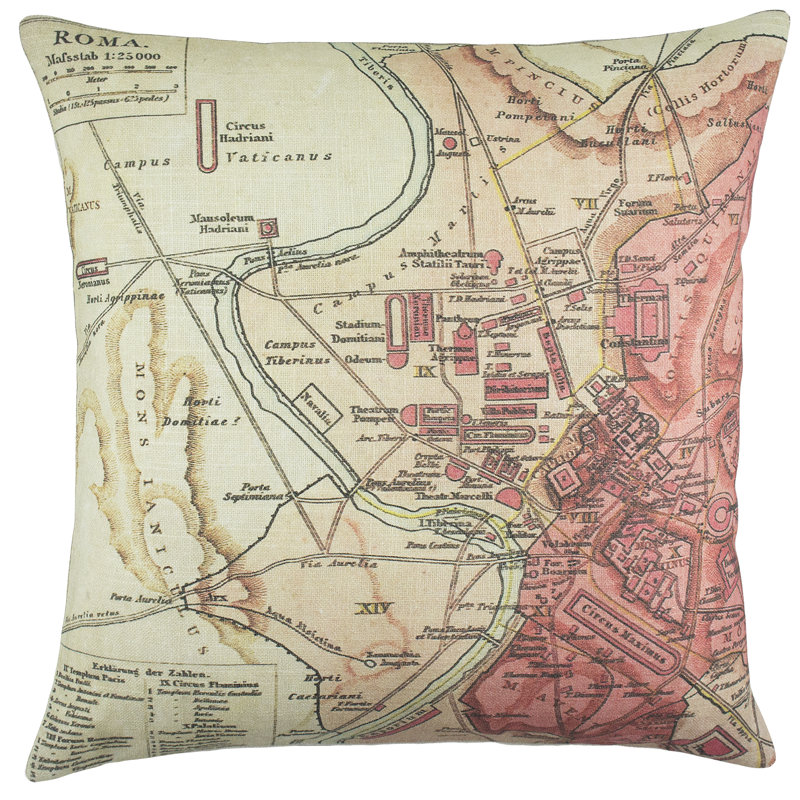 Roma Map Throw Pillow
