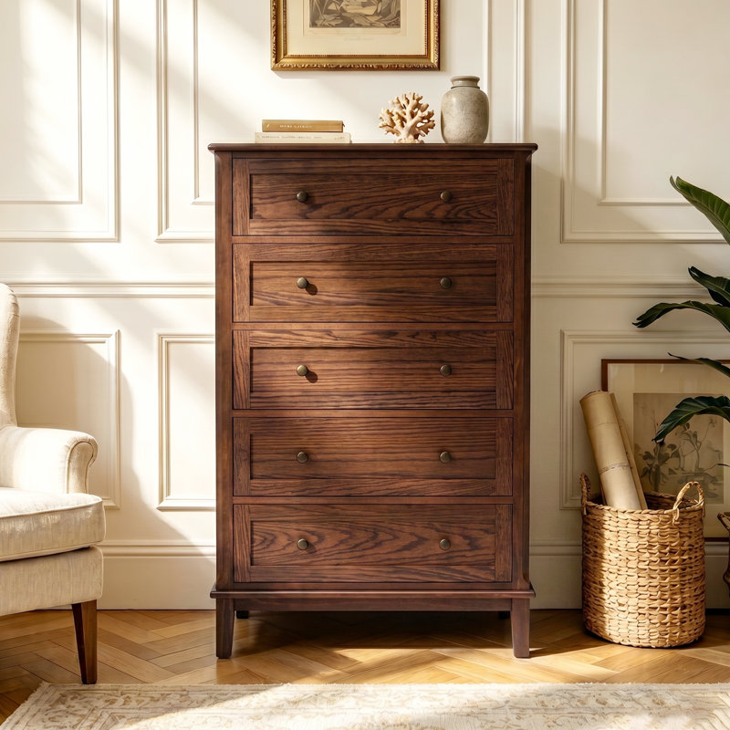 Commode en bois massif 56 po H 56 po, Noyer