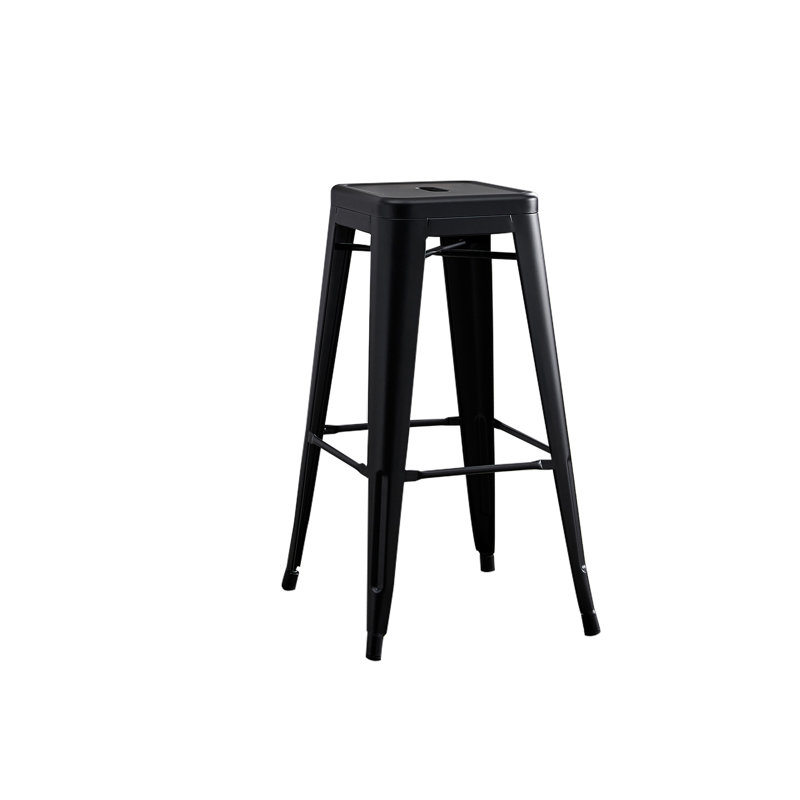 Tabourets de bar en métal rétro sans dossier, Noir