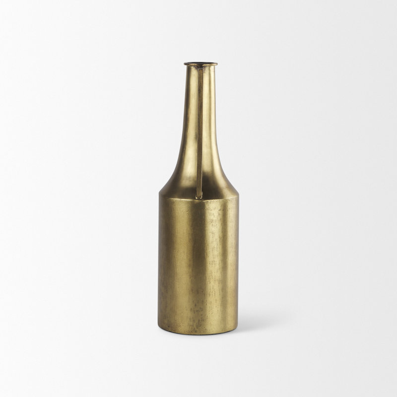 Datari Metal Decorative Bottle, Gold, 18'' H x 5.5'' W x 5.5'' D