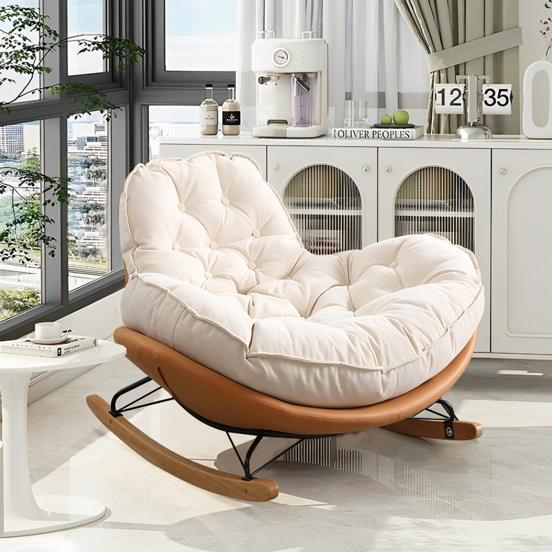 Modern Upholstered Rocking Chair, Orange